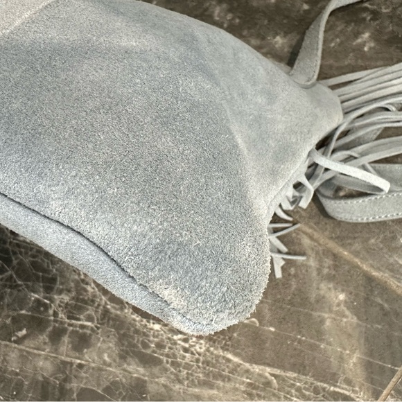EUC🩶Margot Genuine Suede Leather Fringe Crossbody Bag Blue/Gray - Picture 9 of 13